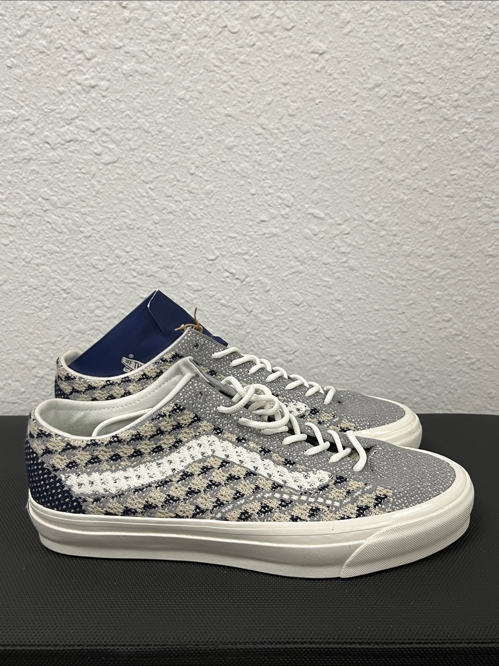 Vans Men's Knit Low-Top Sneakers in Gray, Navy and Cream